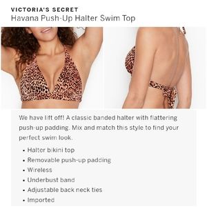 Victoria's secret leopard push-up halter bikini swim top MEDIUM
